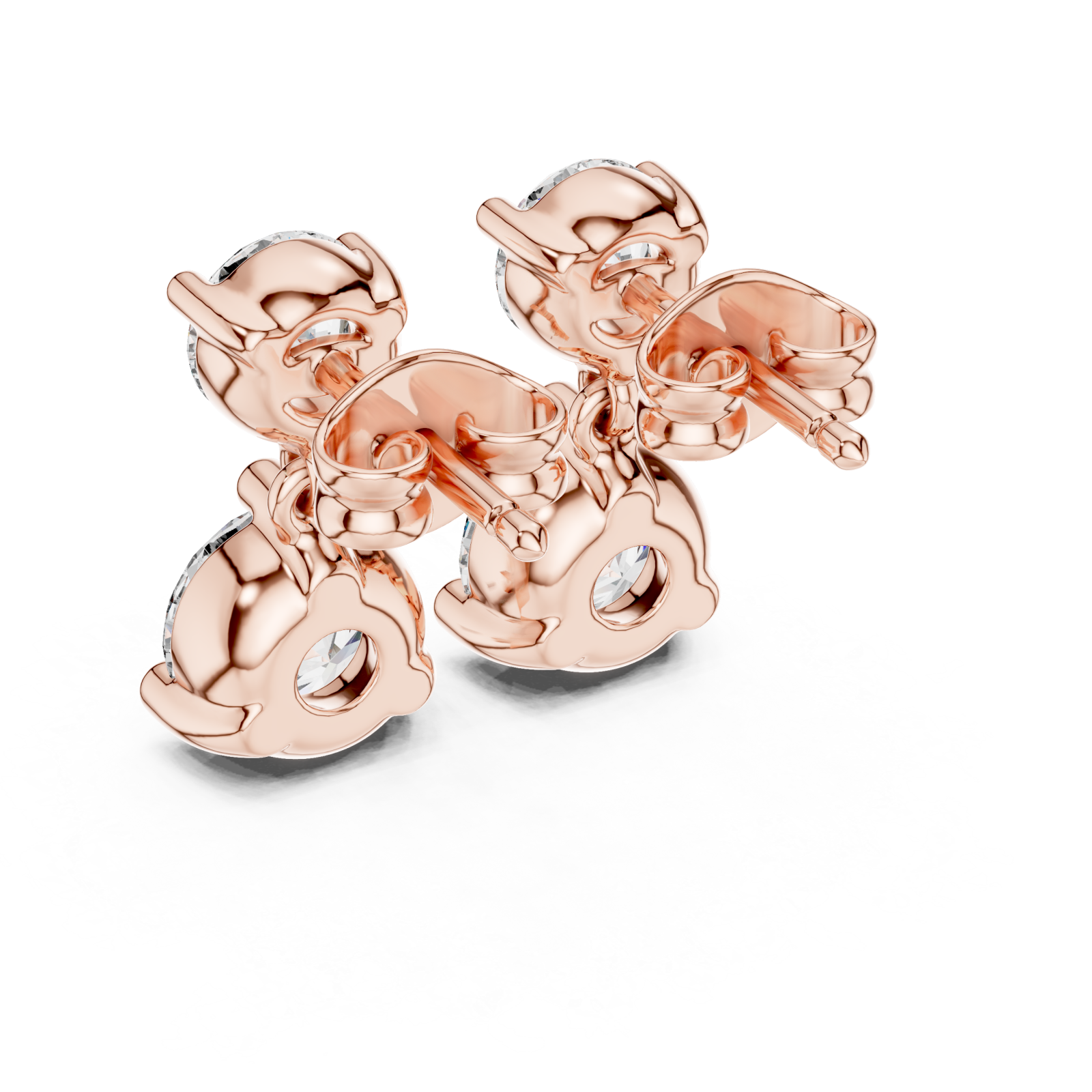  Rose Gold Celestial Harmony Double-round Earrings Side View