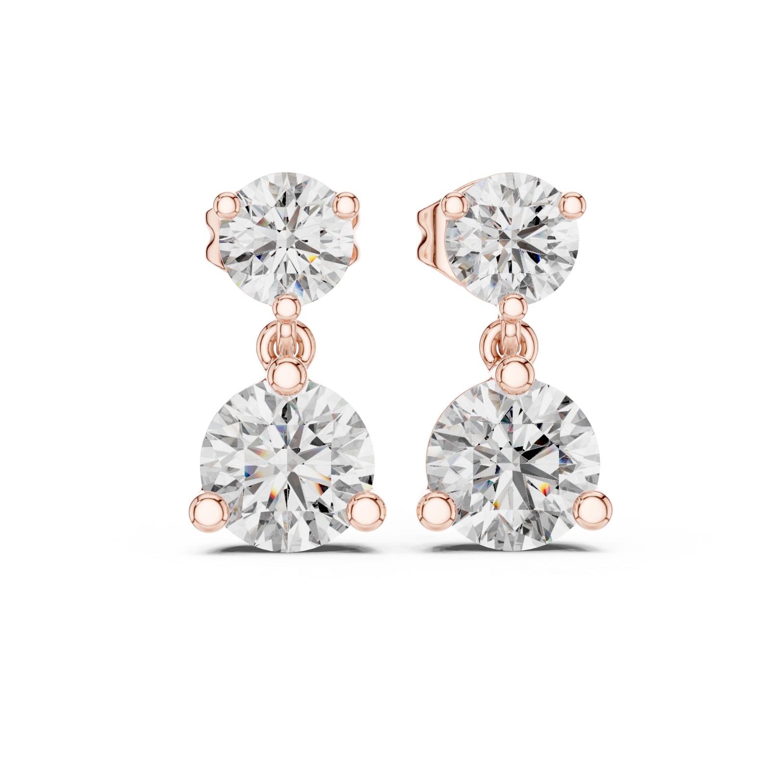  Rose Gold Celestial Harmony Double-round Earrings Front View