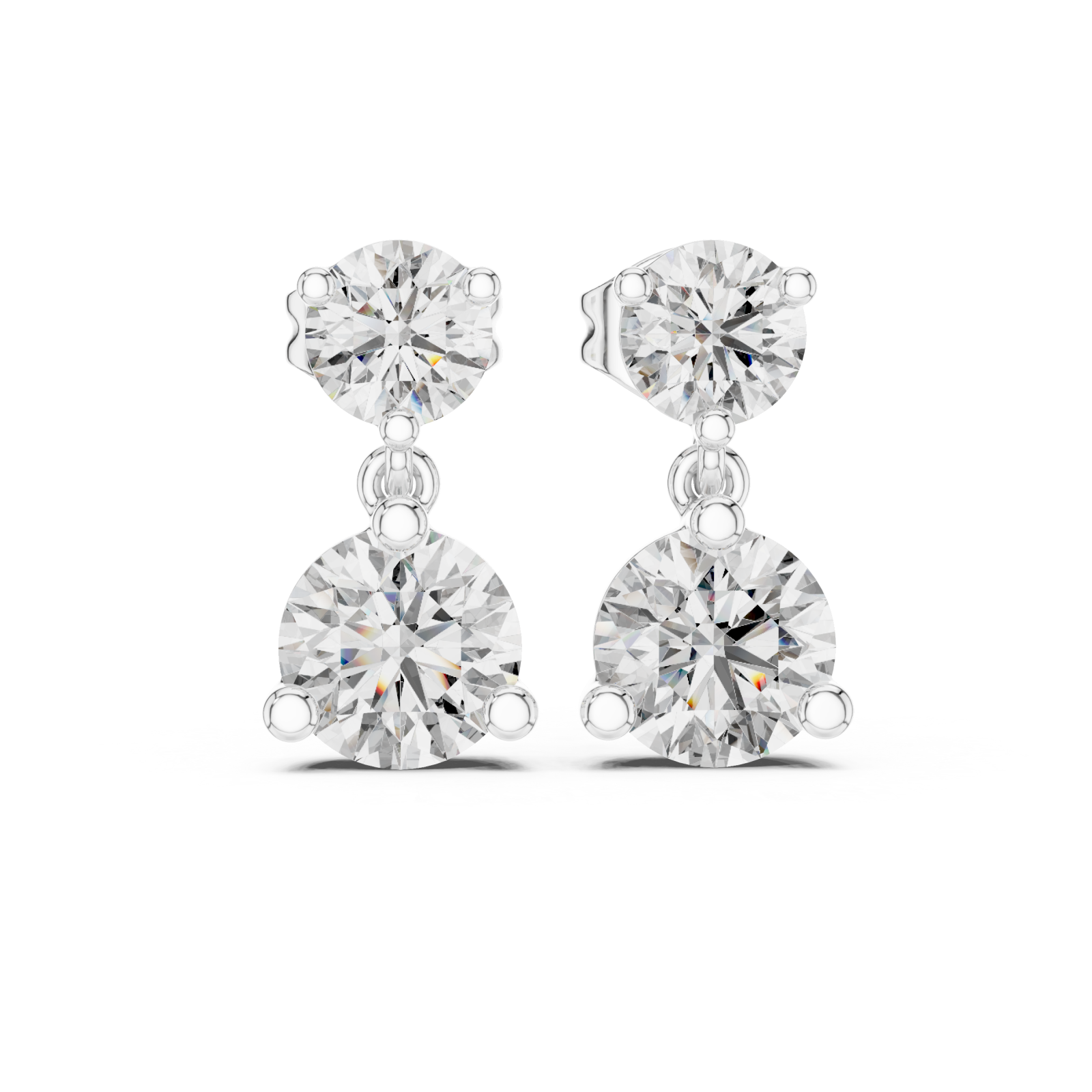  White Gold Celestial Harmony Double-round Earrings Front View