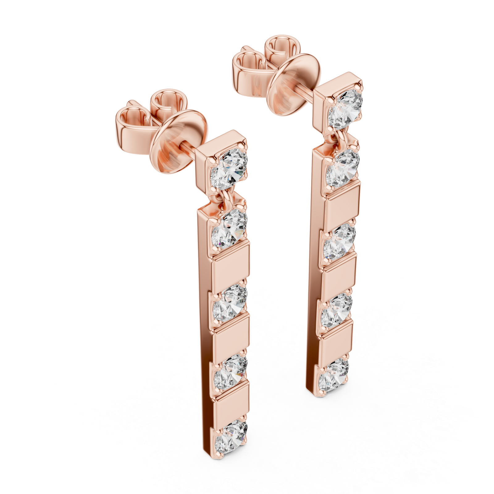  Rose Gold Urban Knot Linear Drop Earrings Right View