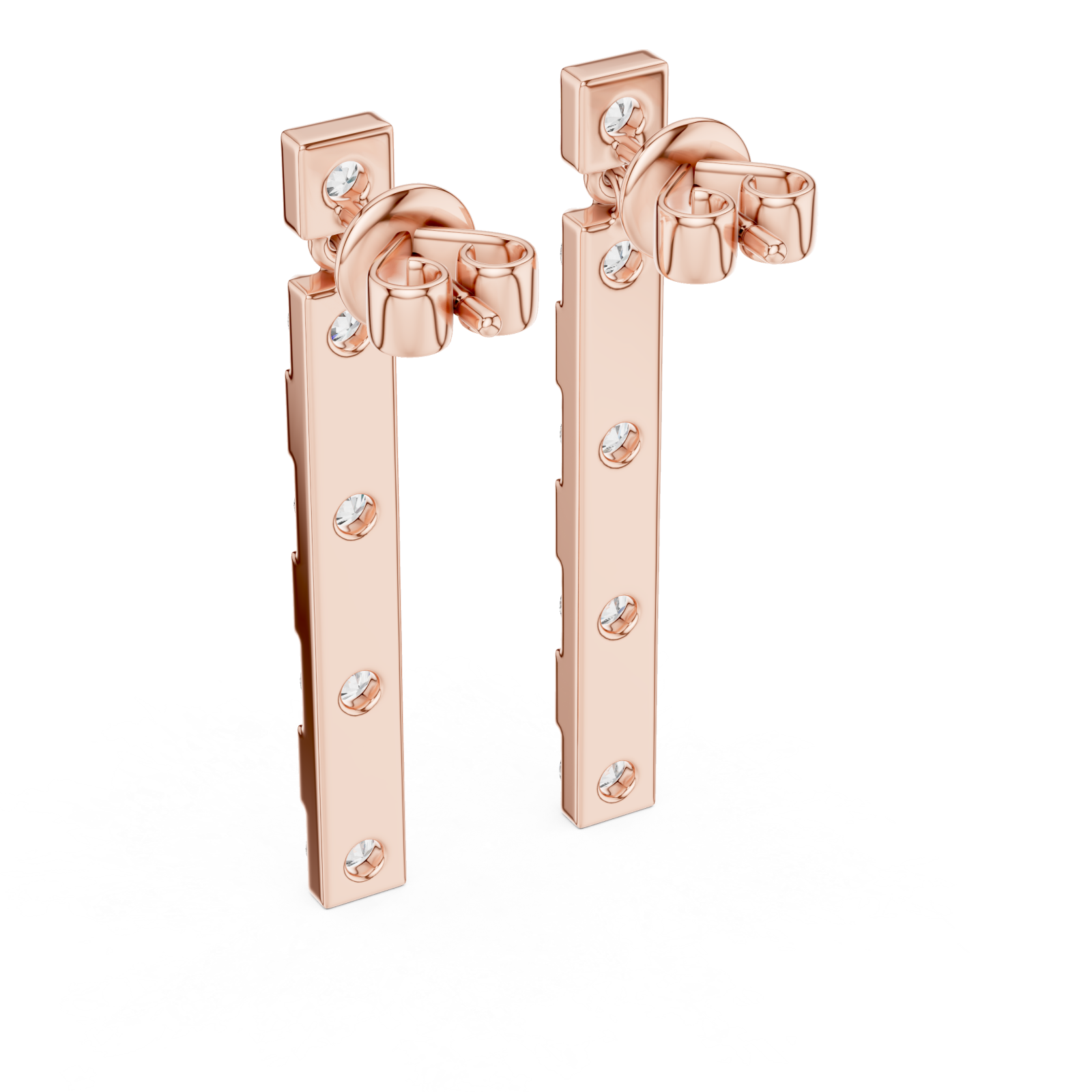  Rose Gold Urban Knot Linear Drop Earrings Side View