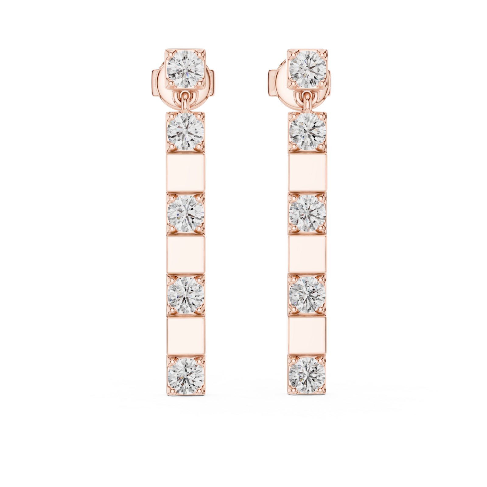  Rose Gold Urban Knot Linear Drop Earrings Front View