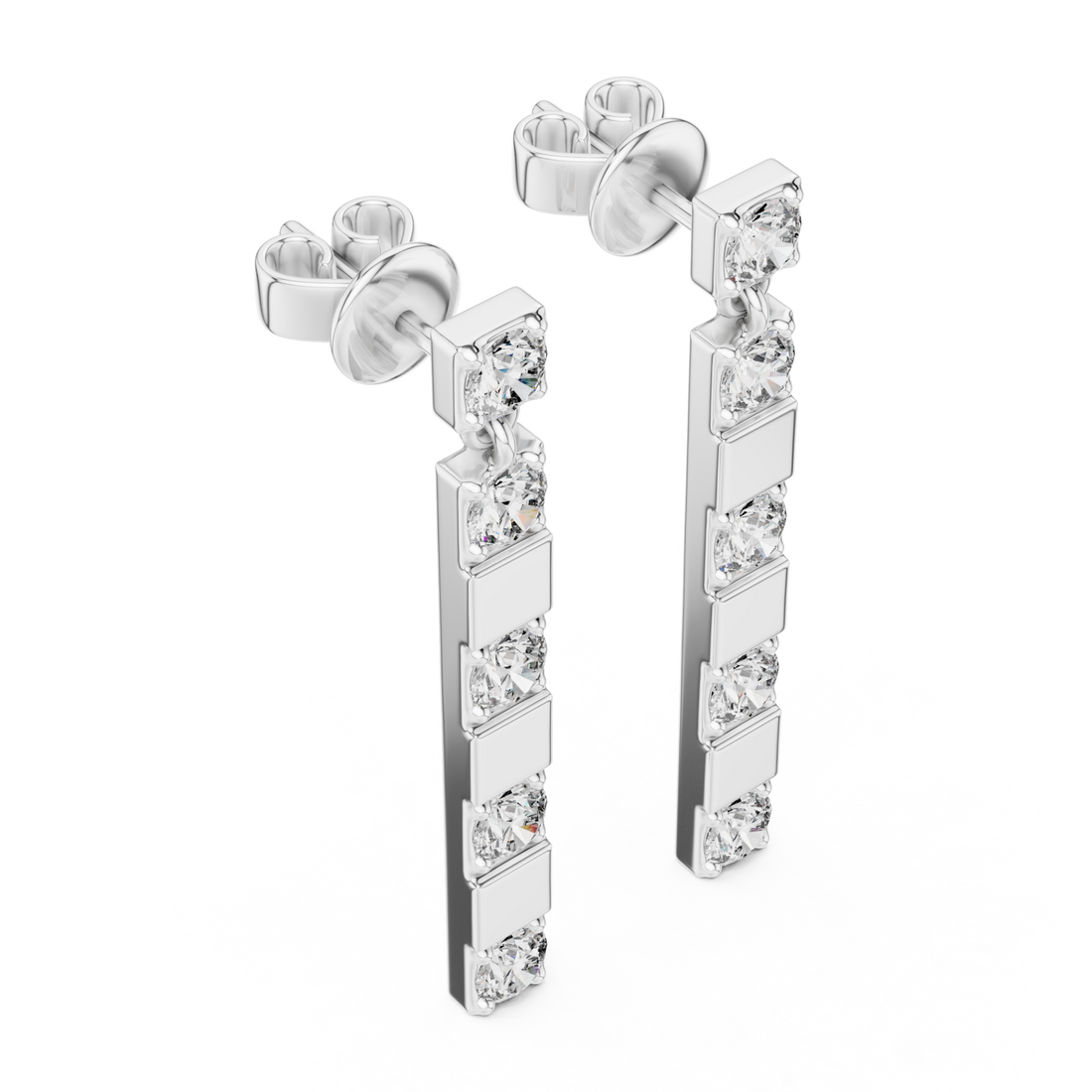  White Gold Urban Knot Linear Drop Earrings Right View