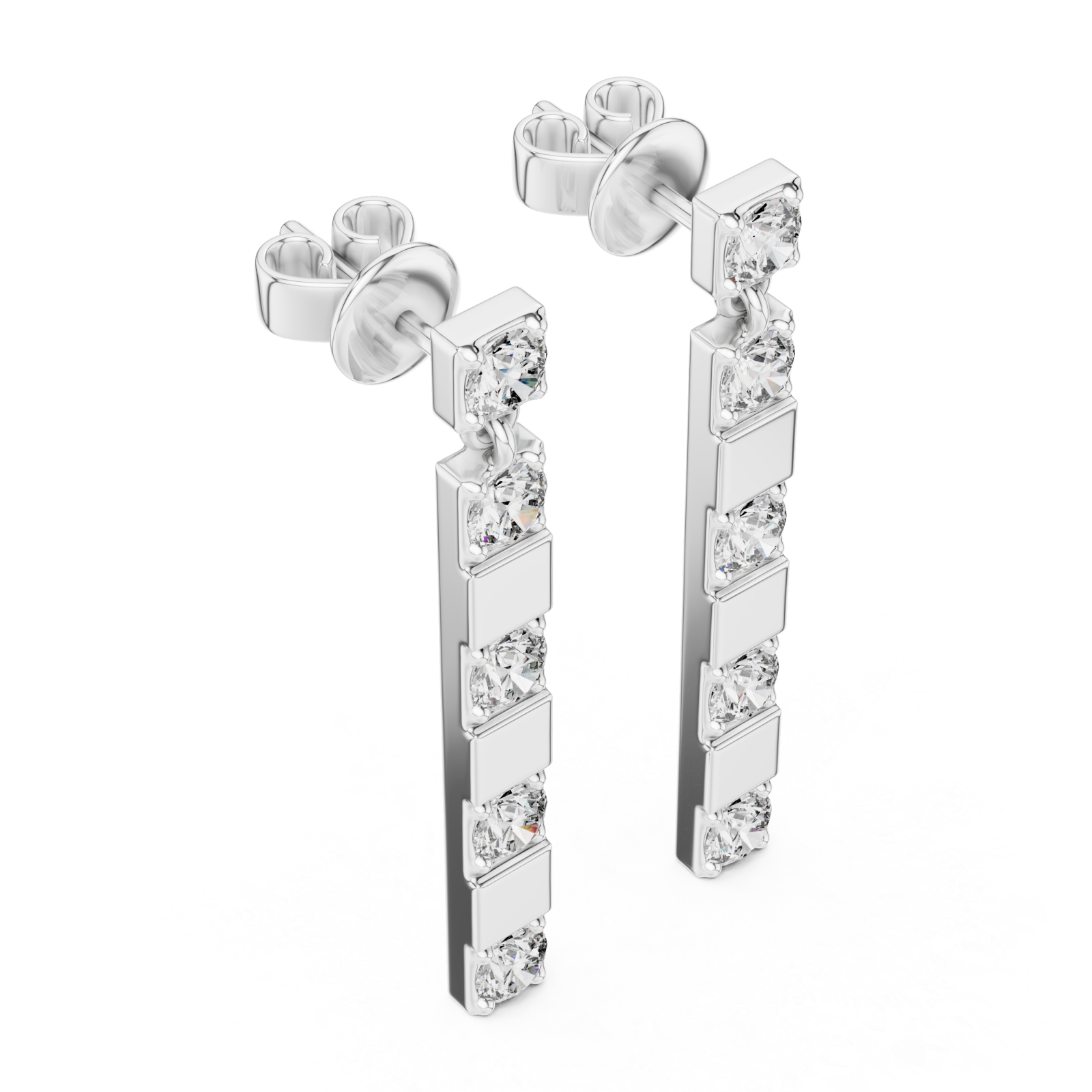  White Gold Urban Knot Linear Drop Earrings Right View