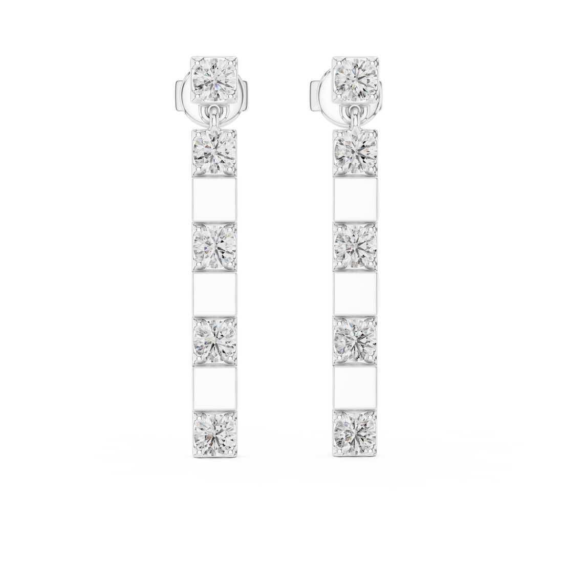  White Gold Urban Knot Linear Drop Earrings Right View