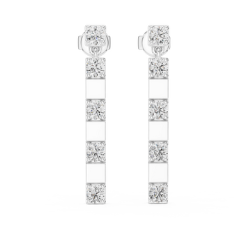  White Gold Urban Knot Linear Drop Earrings Front View