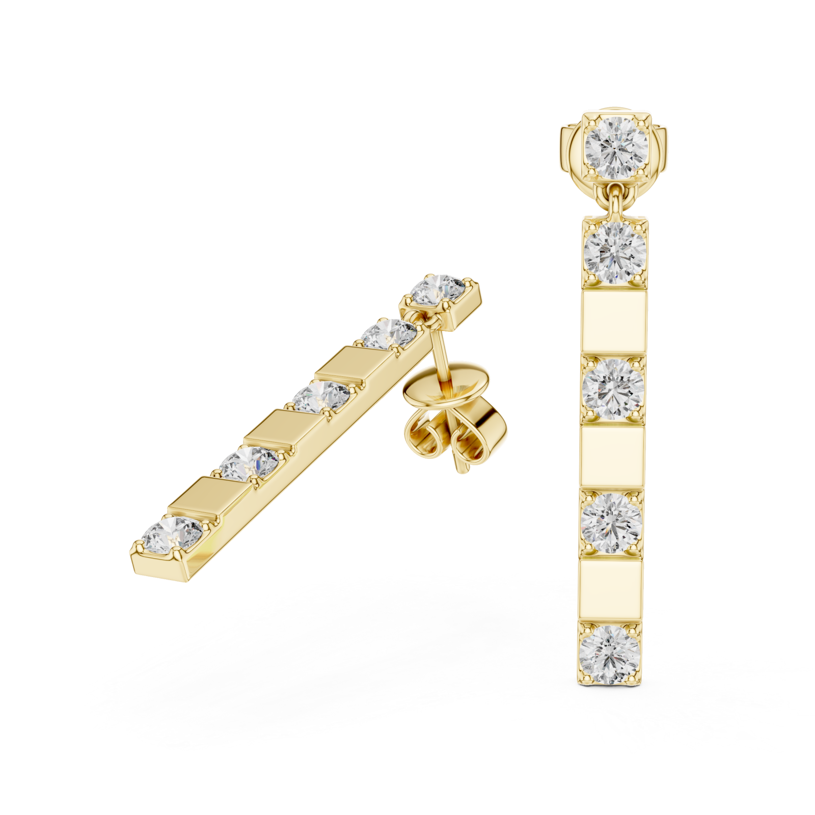  Gold Urban Knot Linear Drop Earrings Left View