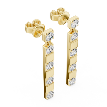 Gold Urban Knot Linear Drop Earrings Right View