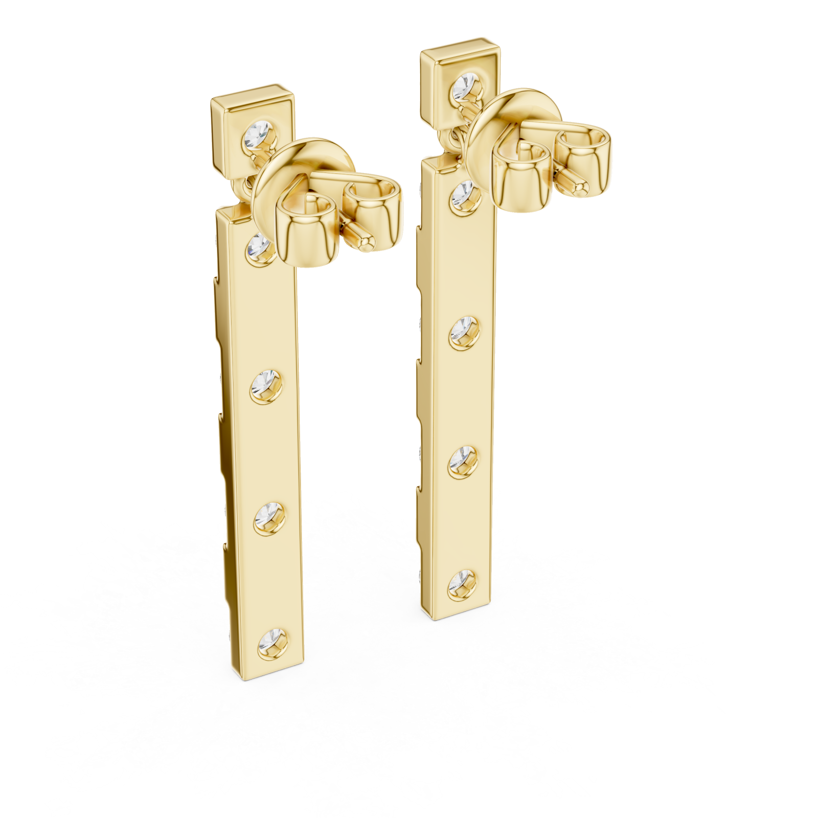 Gold Urban Knot Linear Drop Earrings Side View