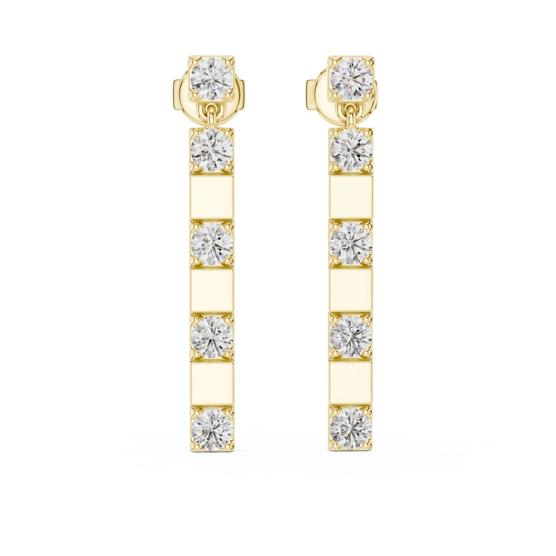 Gold Urban Knot Linear Drop Earrings Right View