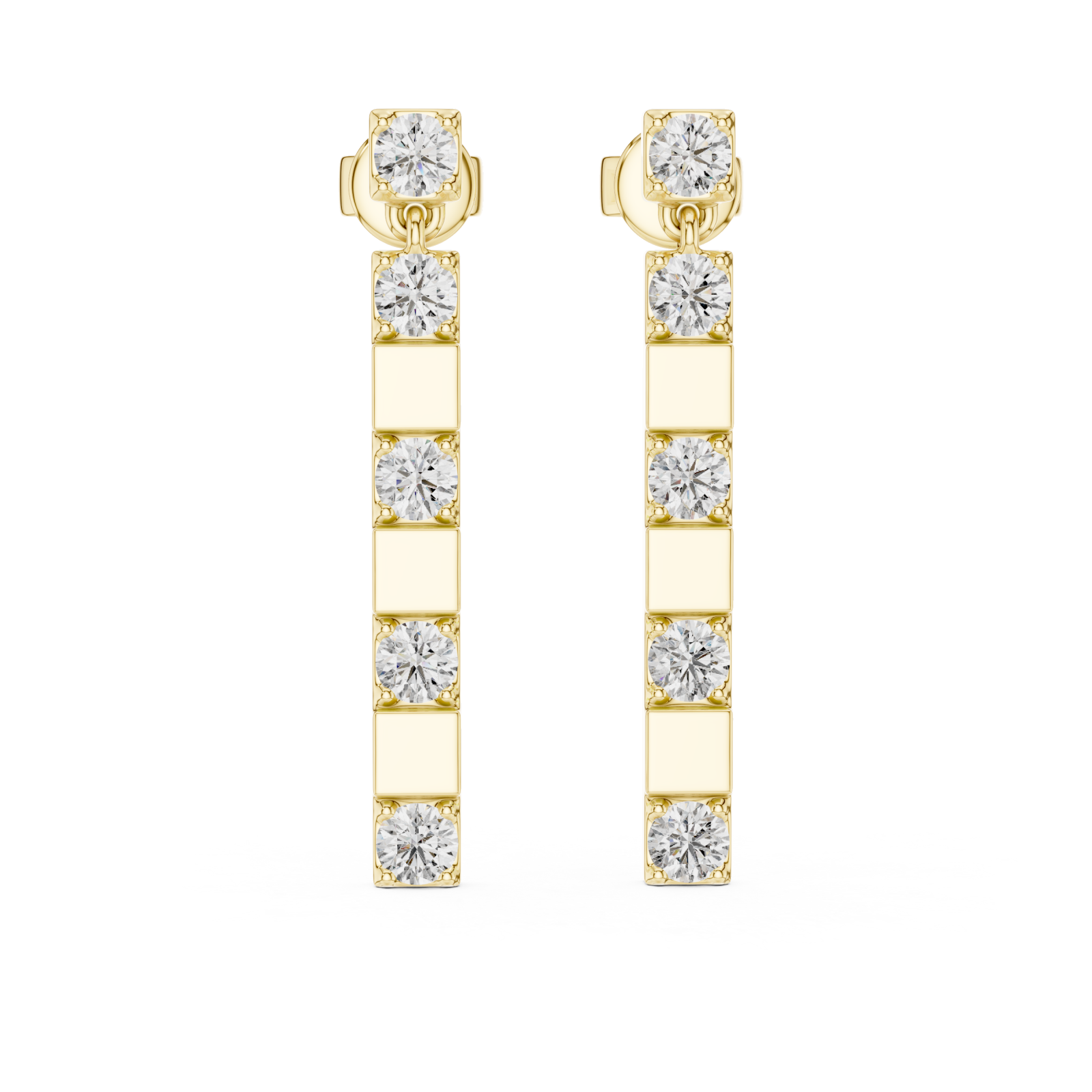  Gold Urban Knot Linear Drop Earrings Front View