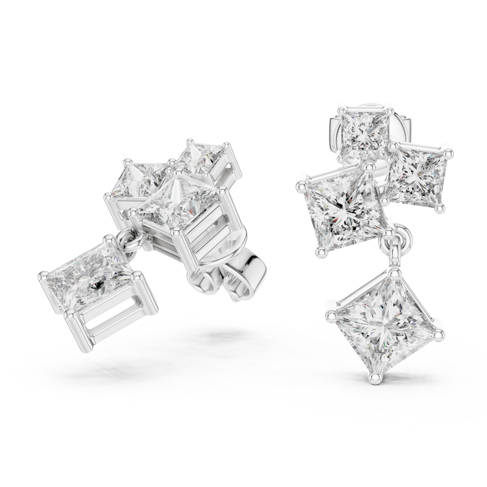  White Gold Playful Miniature Cubes Earrings Left View