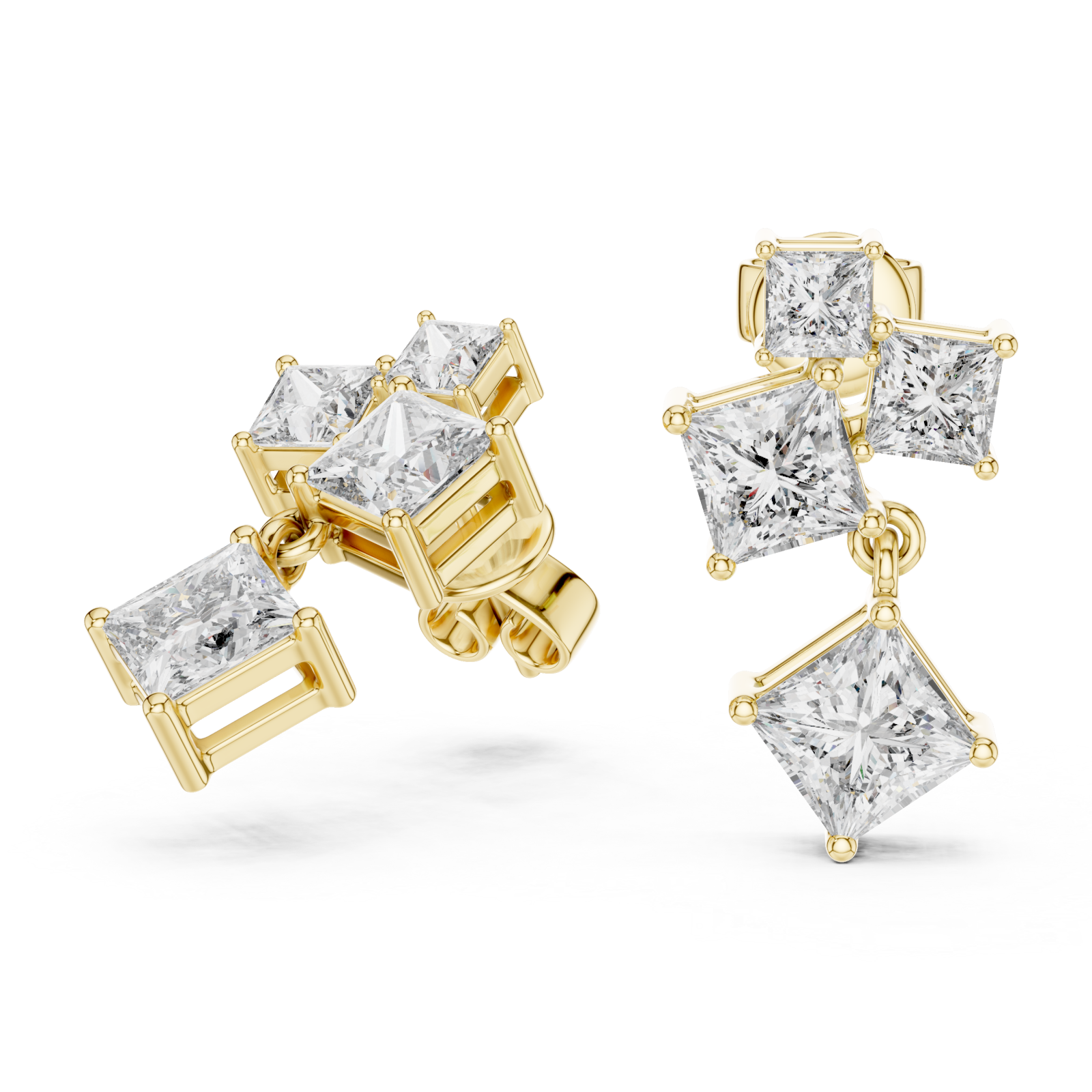  Gold Playful Miniature Cubes Earrings Left View