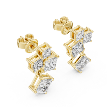 Gold Playful Miniature Cubes Earrings Right View