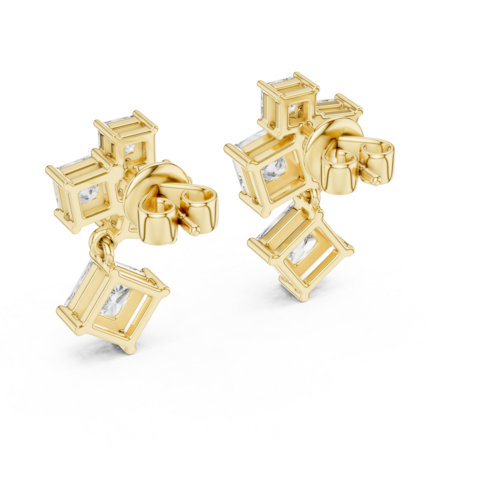  Gold Playful Miniature Cubes Earrings Side View