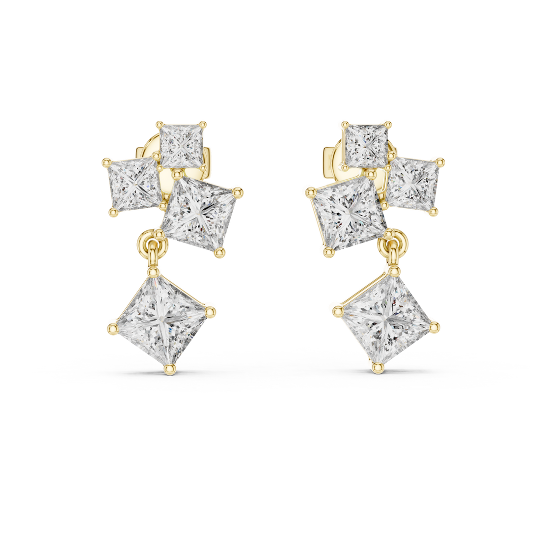 Gold Playful Miniature Cubes Earrings Right View
