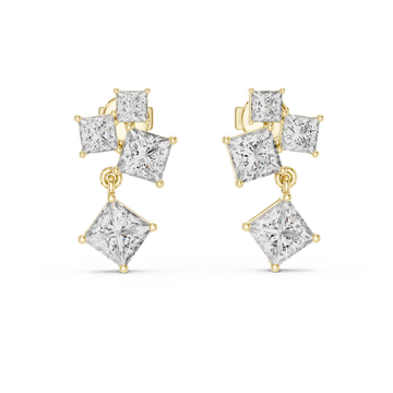  Gold Playful Miniature Cubes Earrings Front View