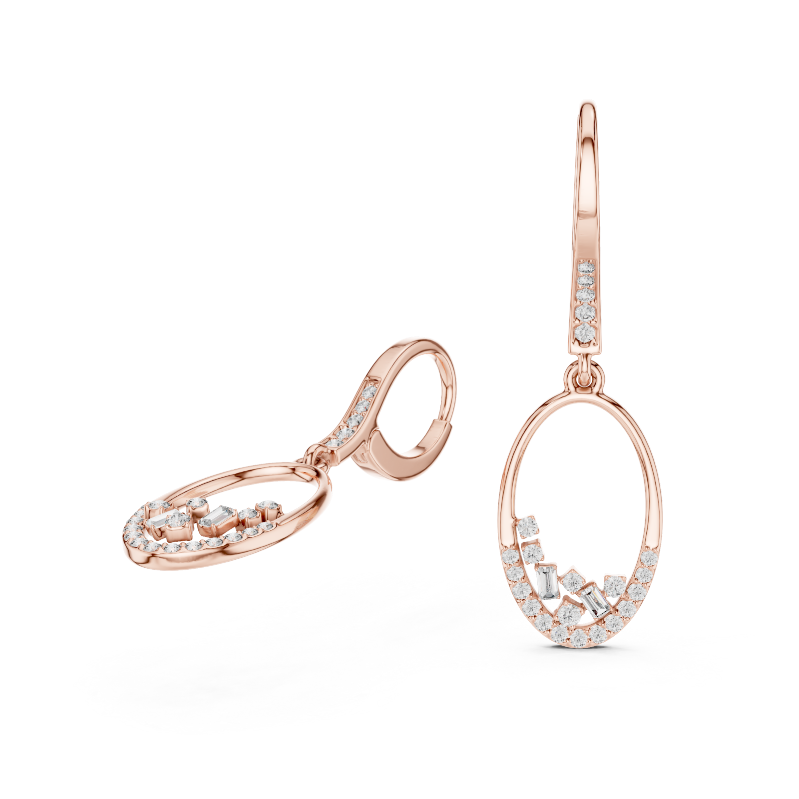  Rose Gold Chic Whisper Open Hoop Dangle Earrings Left View