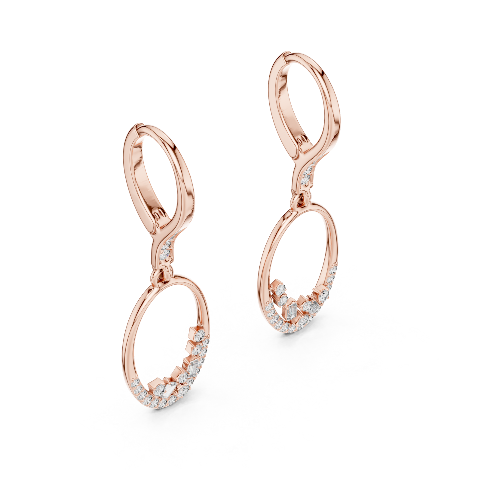  Rose Gold Chic Whisper Open Hoop Dangle Earrings Right View