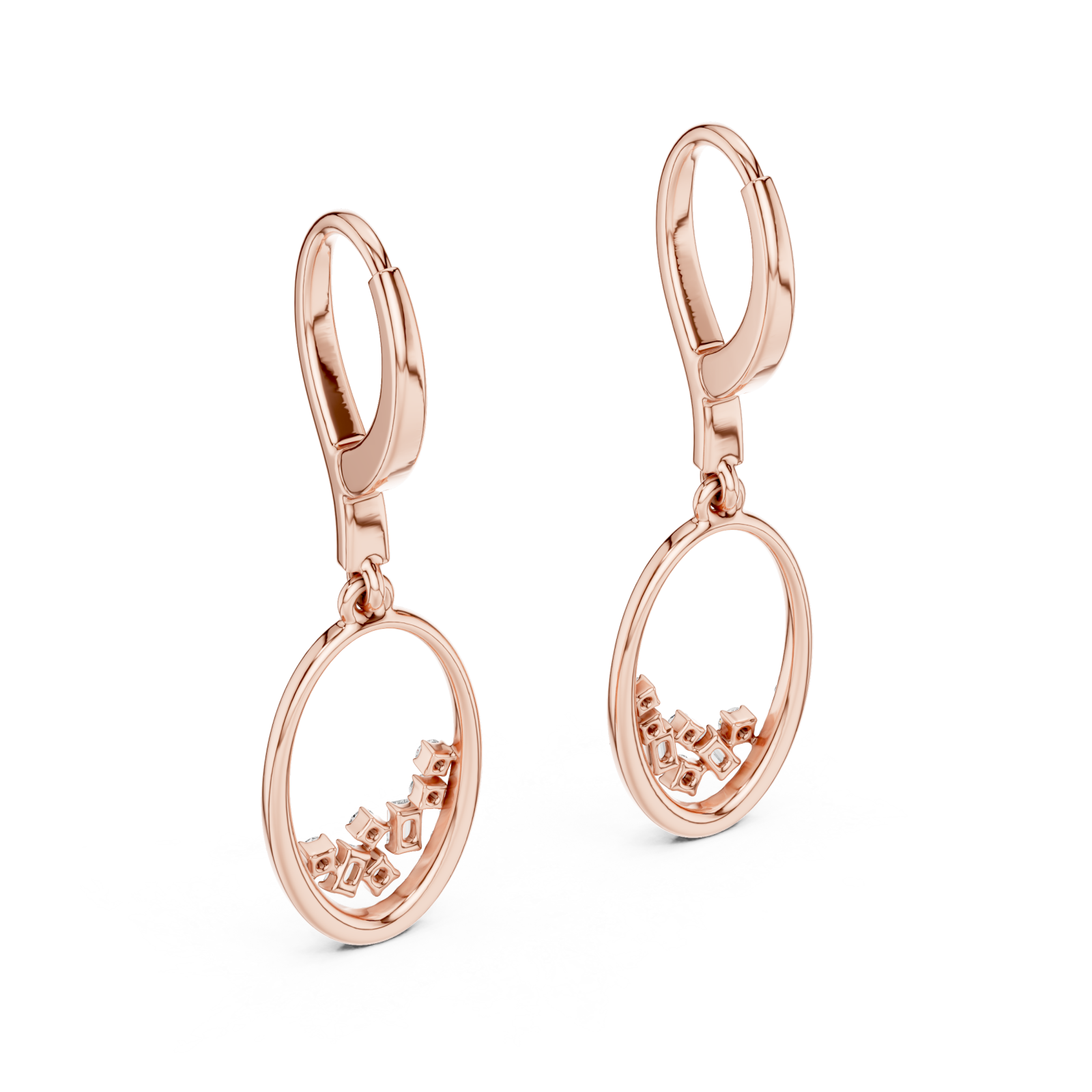  Rose Gold Chic Whisper Open Hoop Dangle Earrings Side View