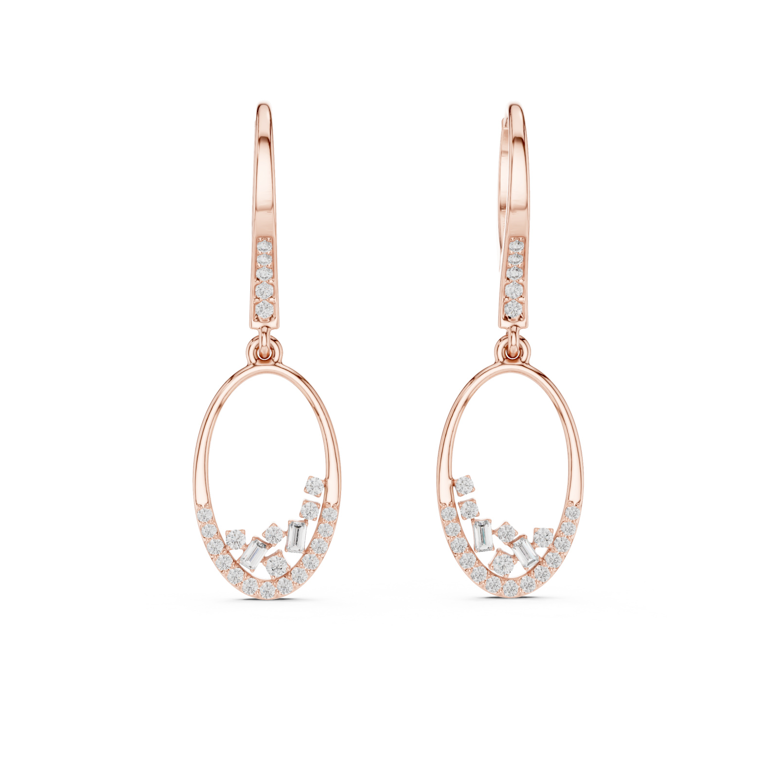  Rose Gold Chic Whisper Open Hoop Dangle Earrings Front View