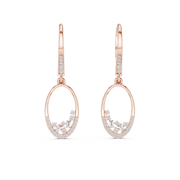  Rose Gold Chic Whisper Open Hoop Dangle Earrings Front View