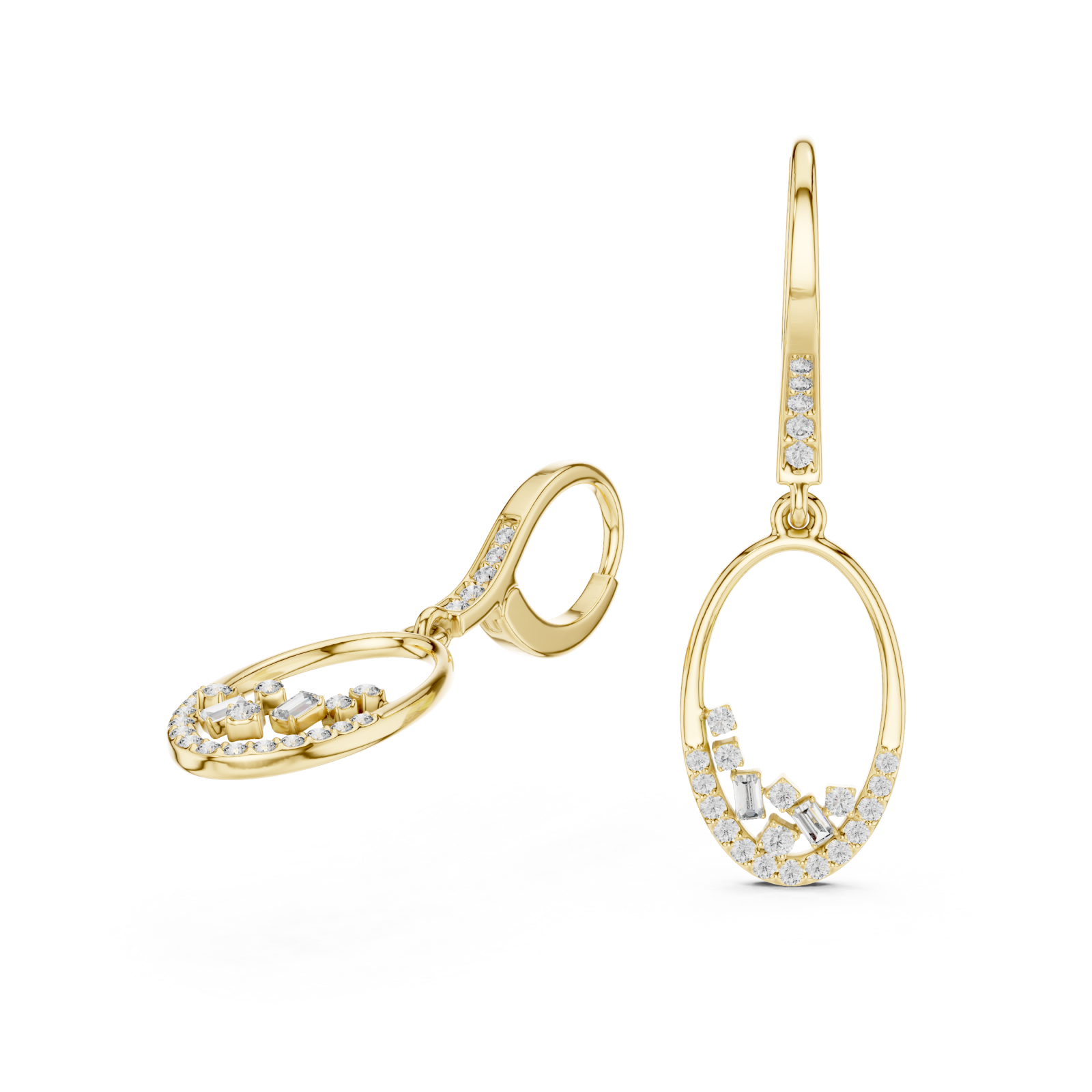  Gold Chic Whisper Open Hoop Dangle Earrings Left View