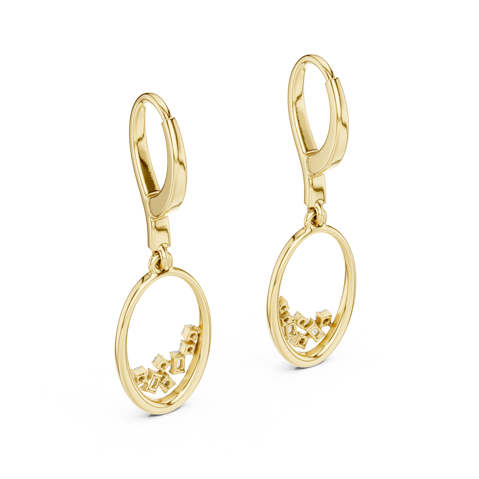  Gold Chic Whisper Open Hoop Dangle Earrings Side View