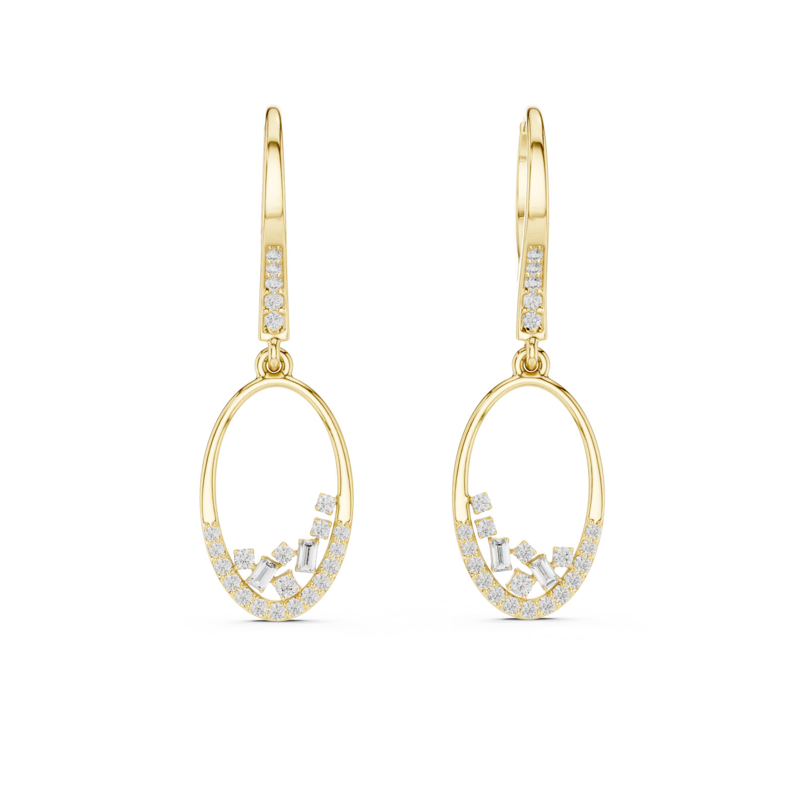  Gold Chic Whisper Open Hoop Dangle Earrings Front View