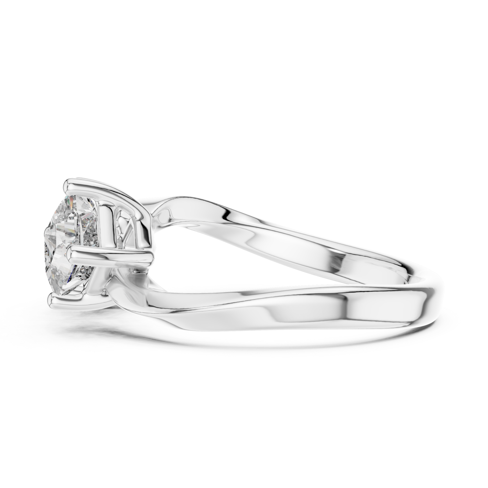  White Gold Blooming Silhouette Statement Band Side View