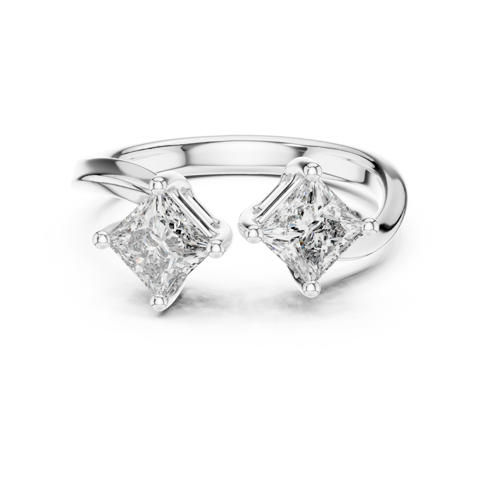  White Gold Blooming Silhouette Statement Band Front View