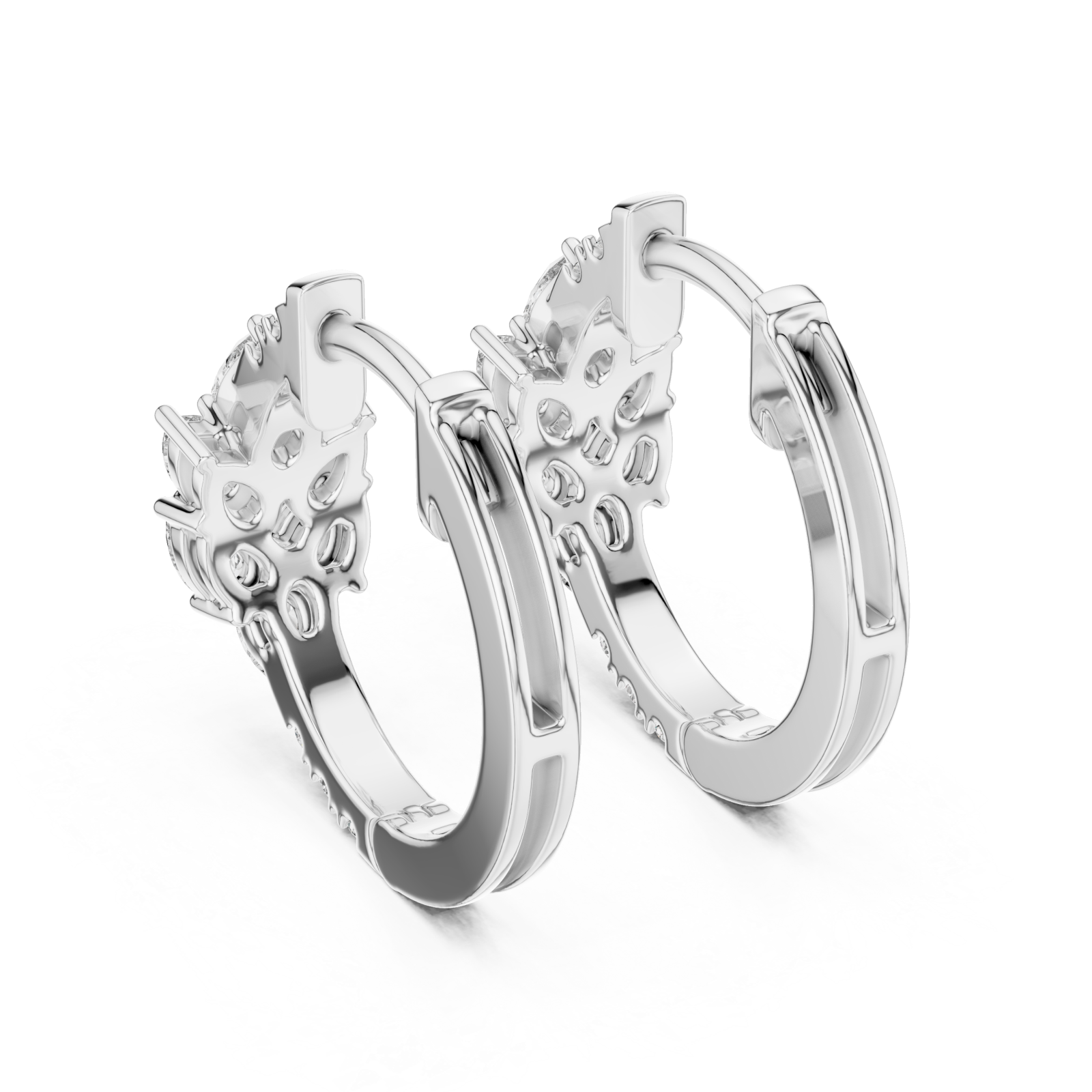  White Gold Twilight Meadow Harmony Hoop Earrings Side View