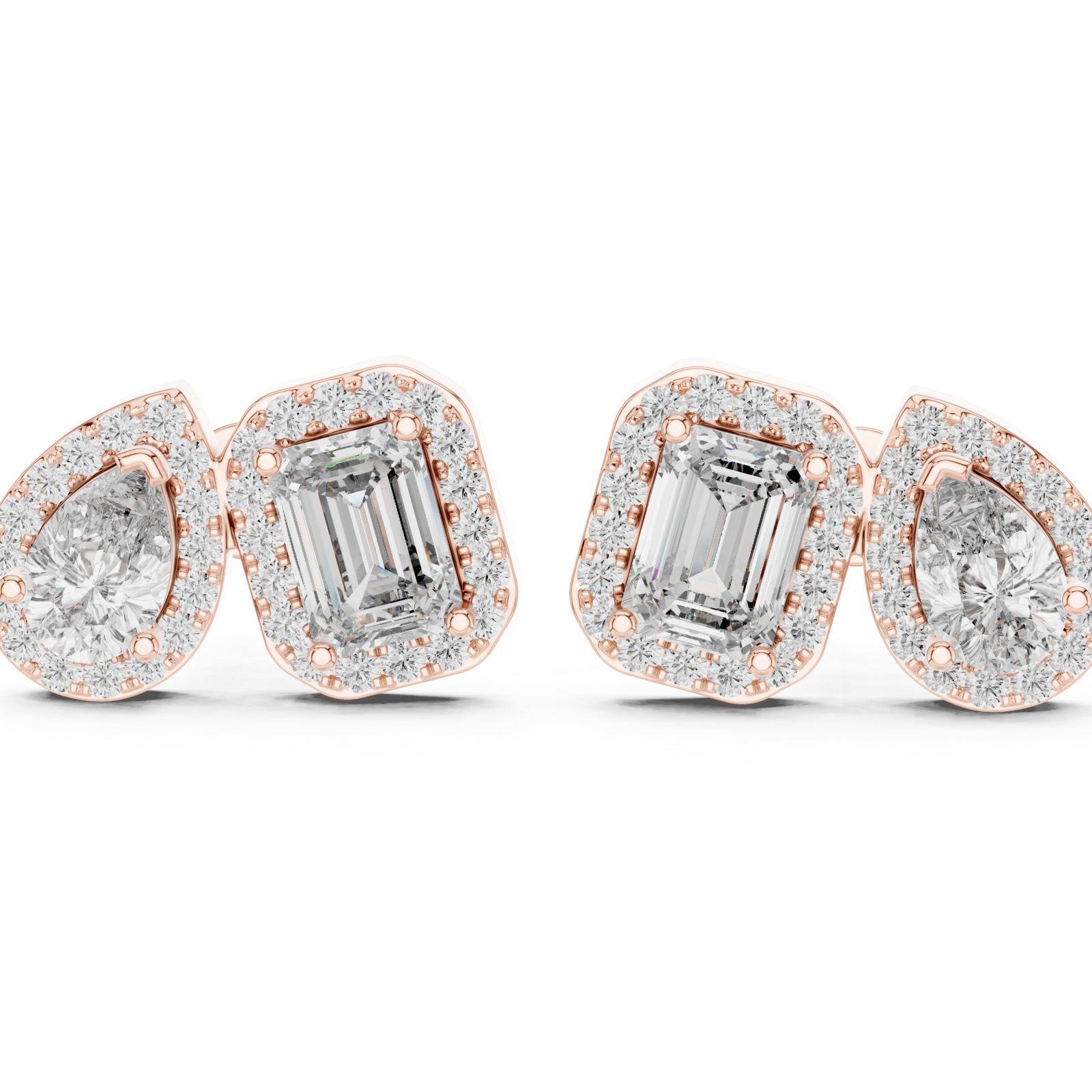  Rose Gold Twilight Cascade Modern Studs Left View