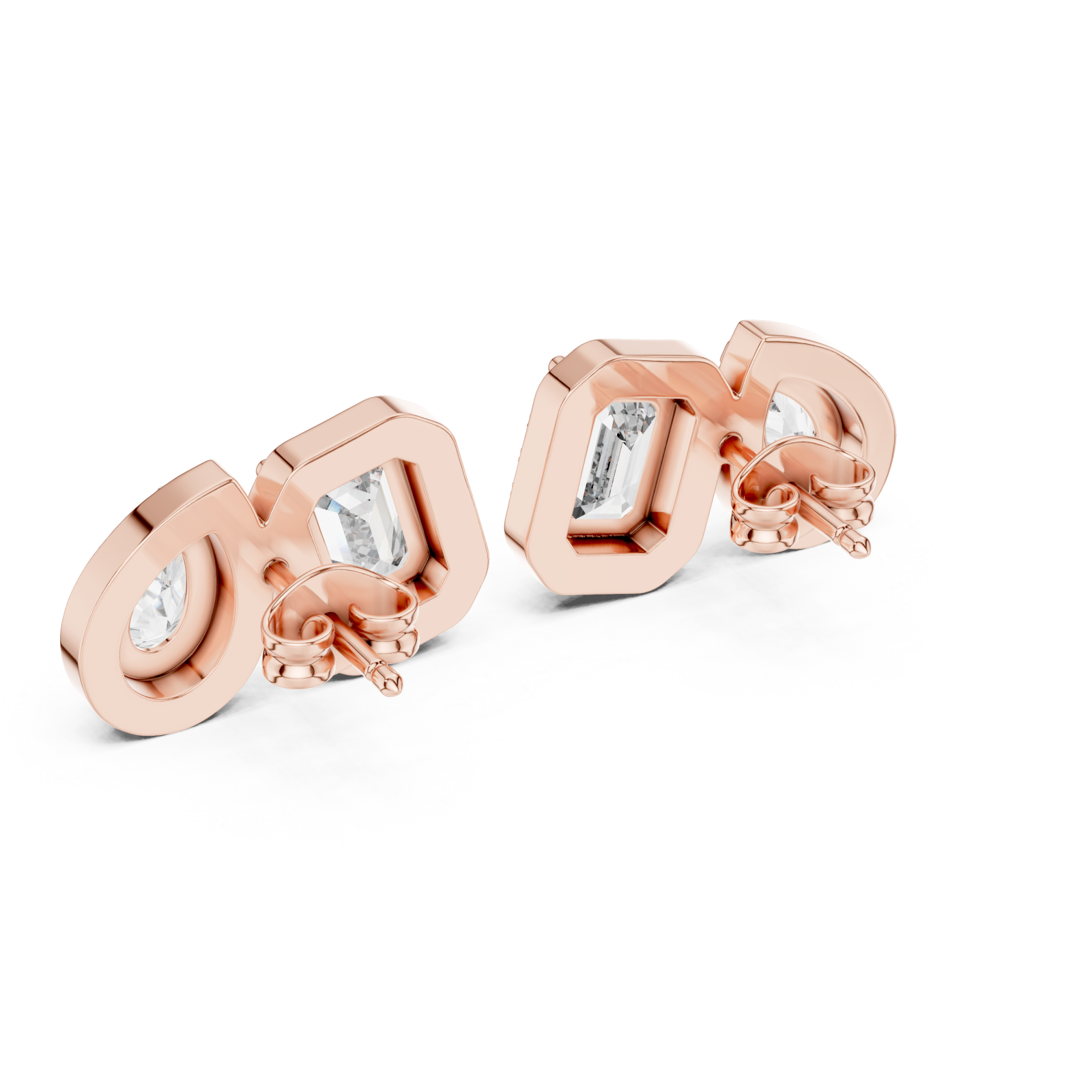  Rose Gold Twilight Cascade Modern Studs Side View