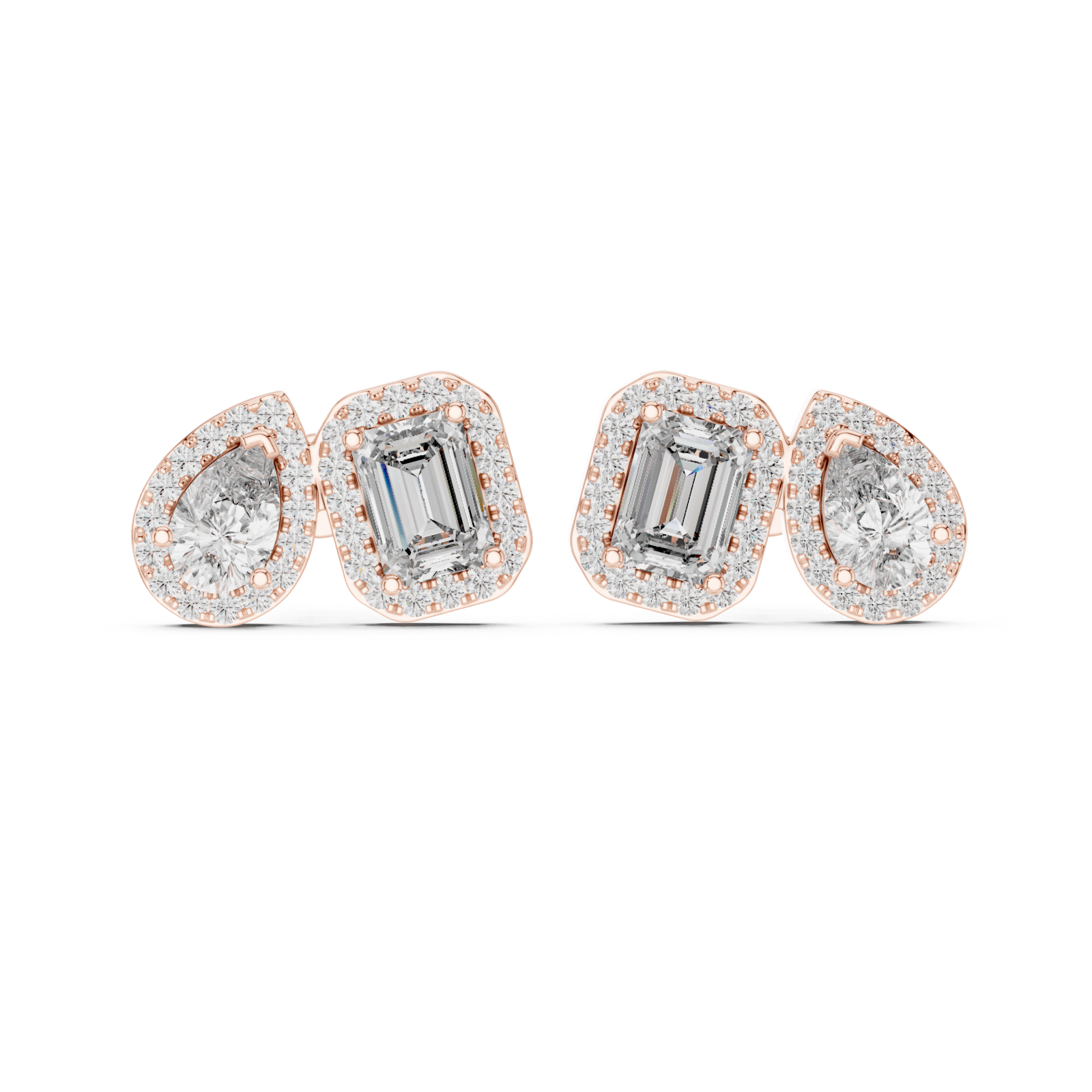  Rose Gold Twilight Cascade Modern Studs Front View