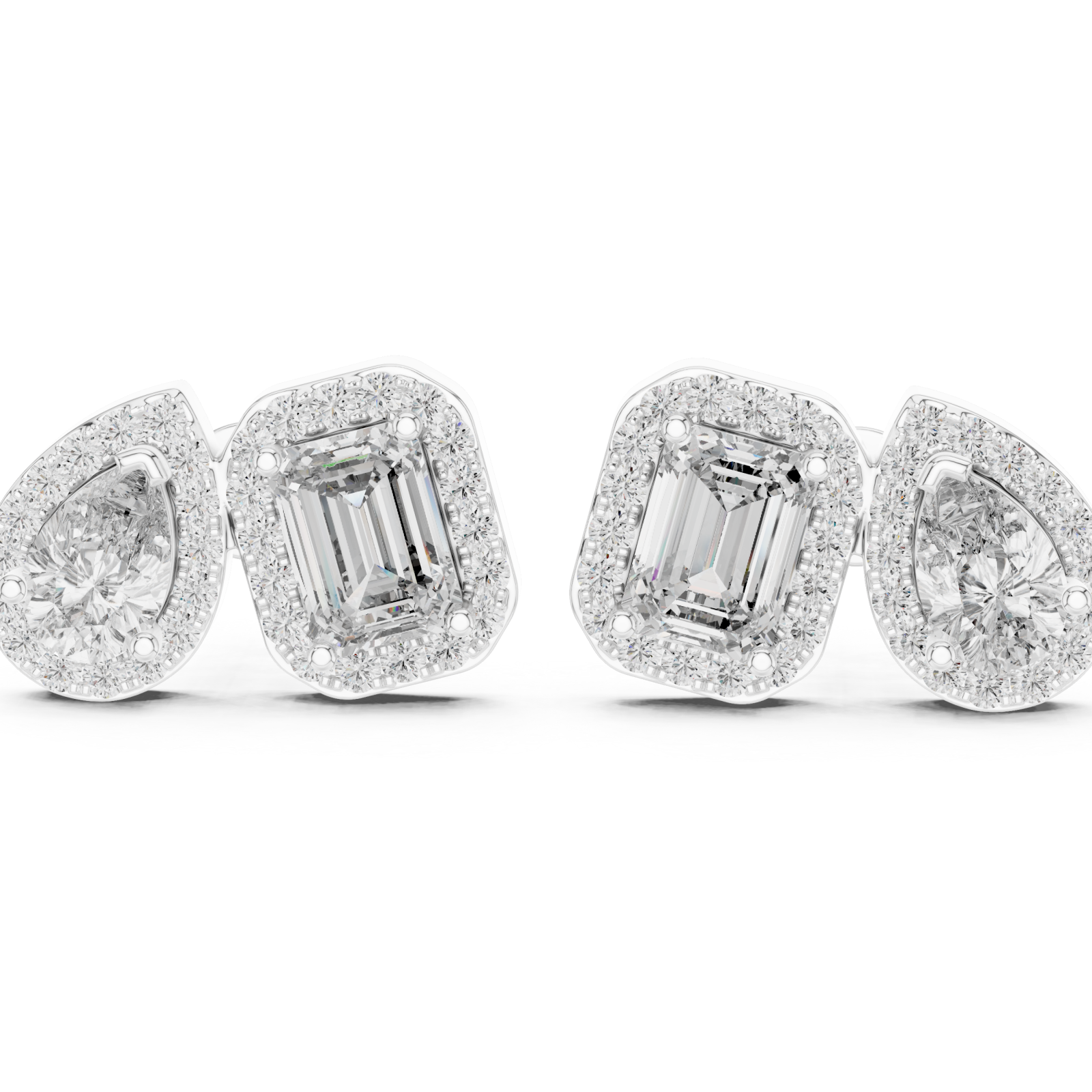  White Gold Twilight Cascade Modern Studs Left View