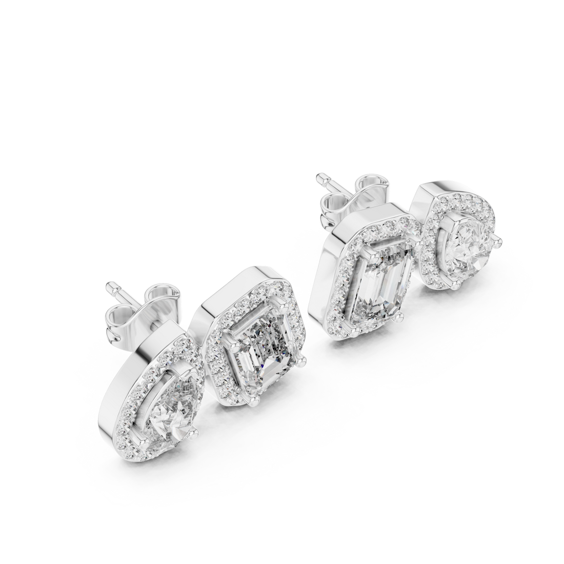  White Gold Twilight Cascade Modern Studs Right View