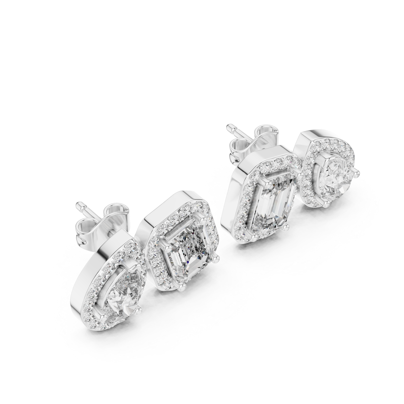  White Gold Twilight Cascade Modern Studs Right View