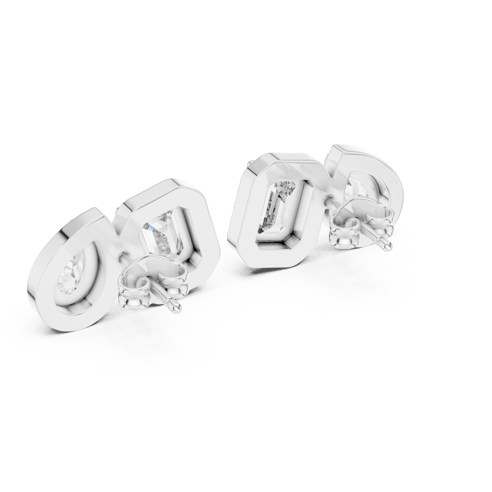  White Gold Twilight Cascade Modern Studs Side View