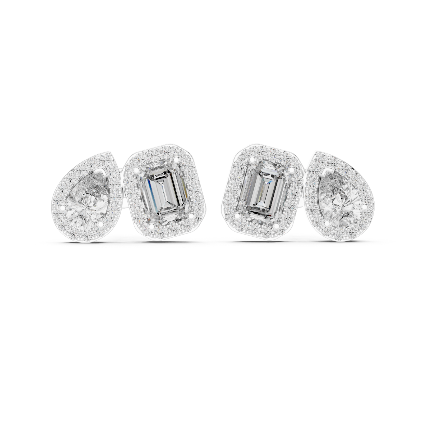  White Gold Twilight Cascade Modern Studs Front View