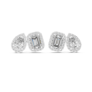  White Gold Twilight Cascade Modern Studs Front View