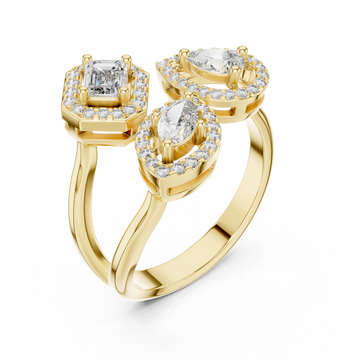 Gold Opulent Cascade Triad Elegance Ring Right View