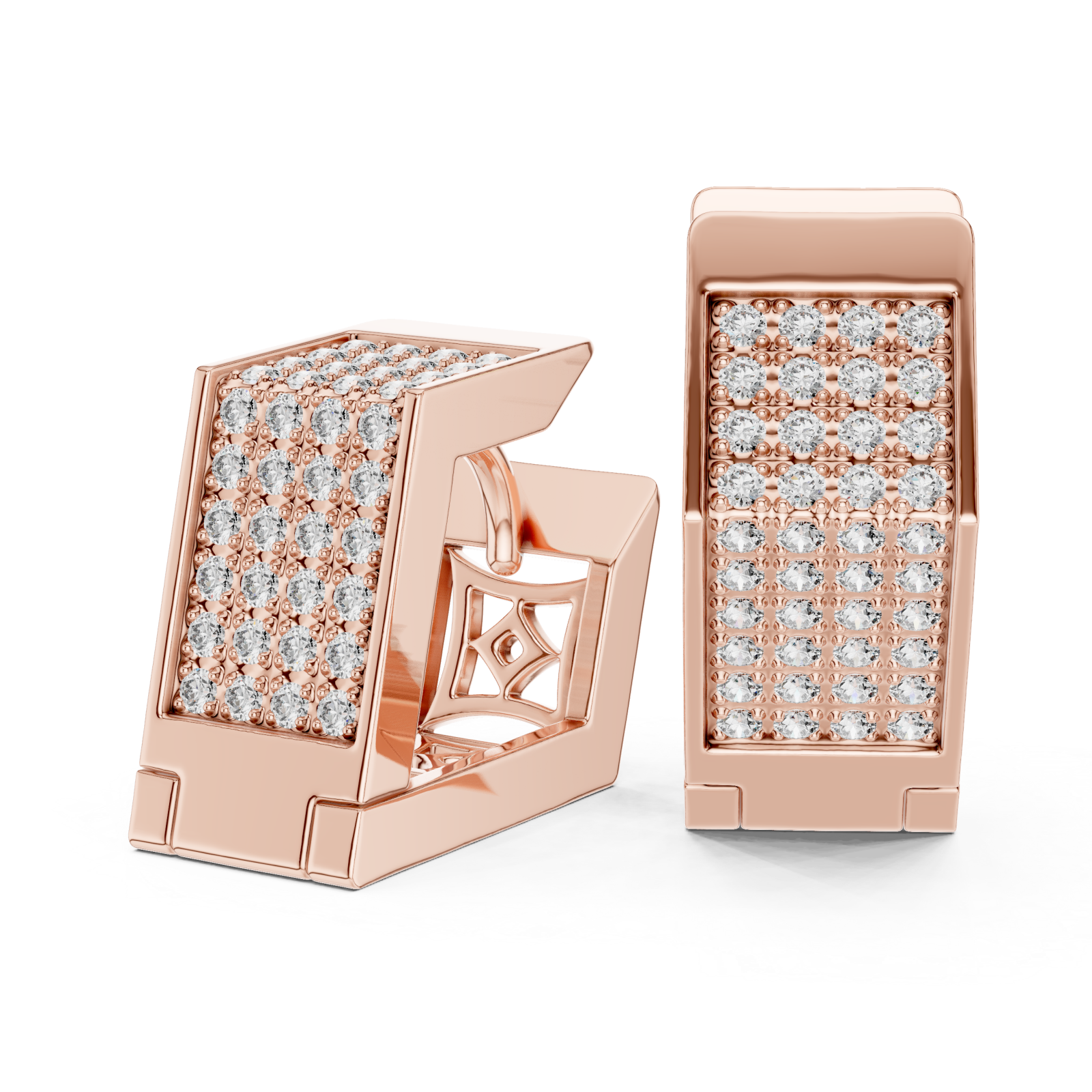  Rose Gold Radiant Cascade Modern Earrings Left View