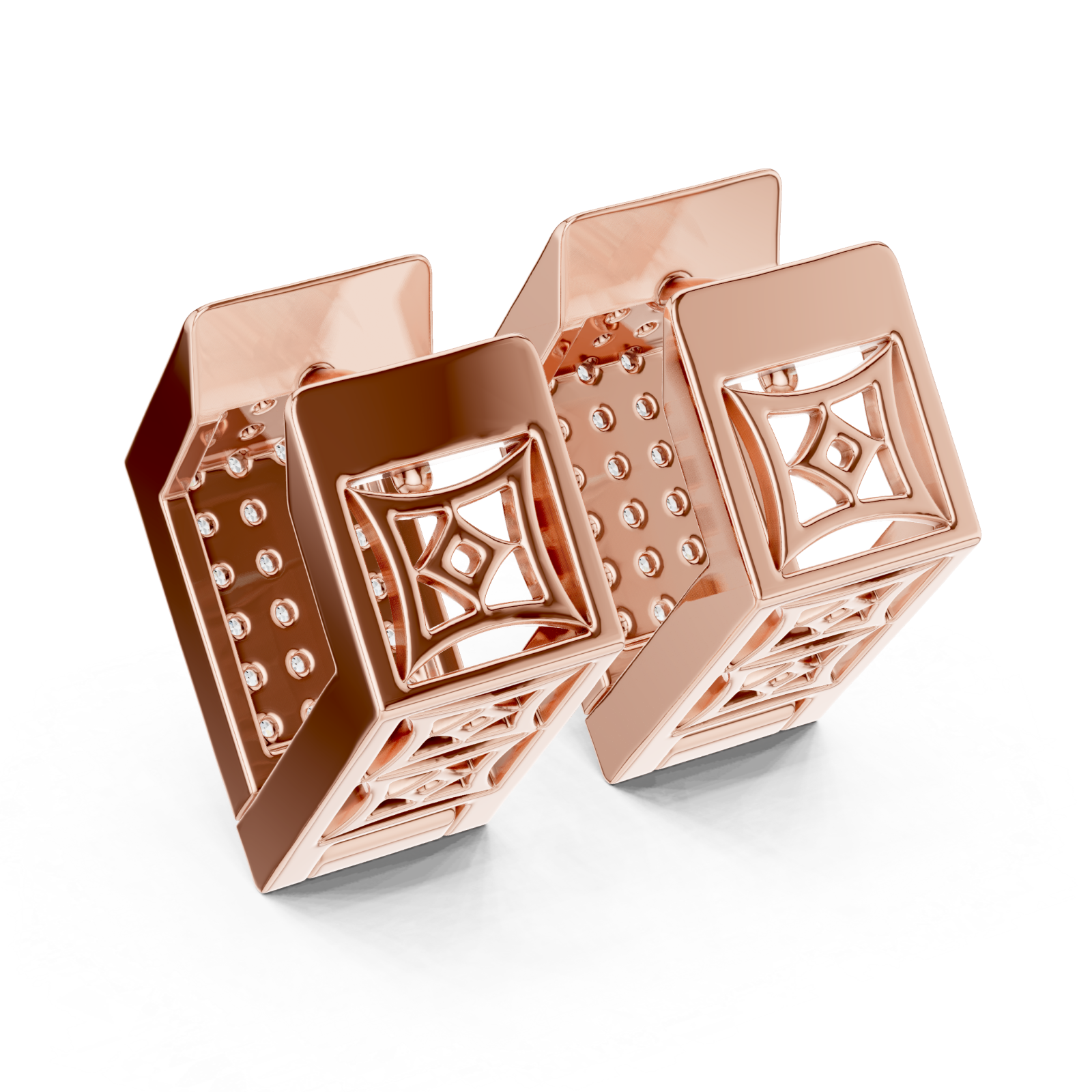  Rose Gold Radiant Cascade Modern Earrings Side View