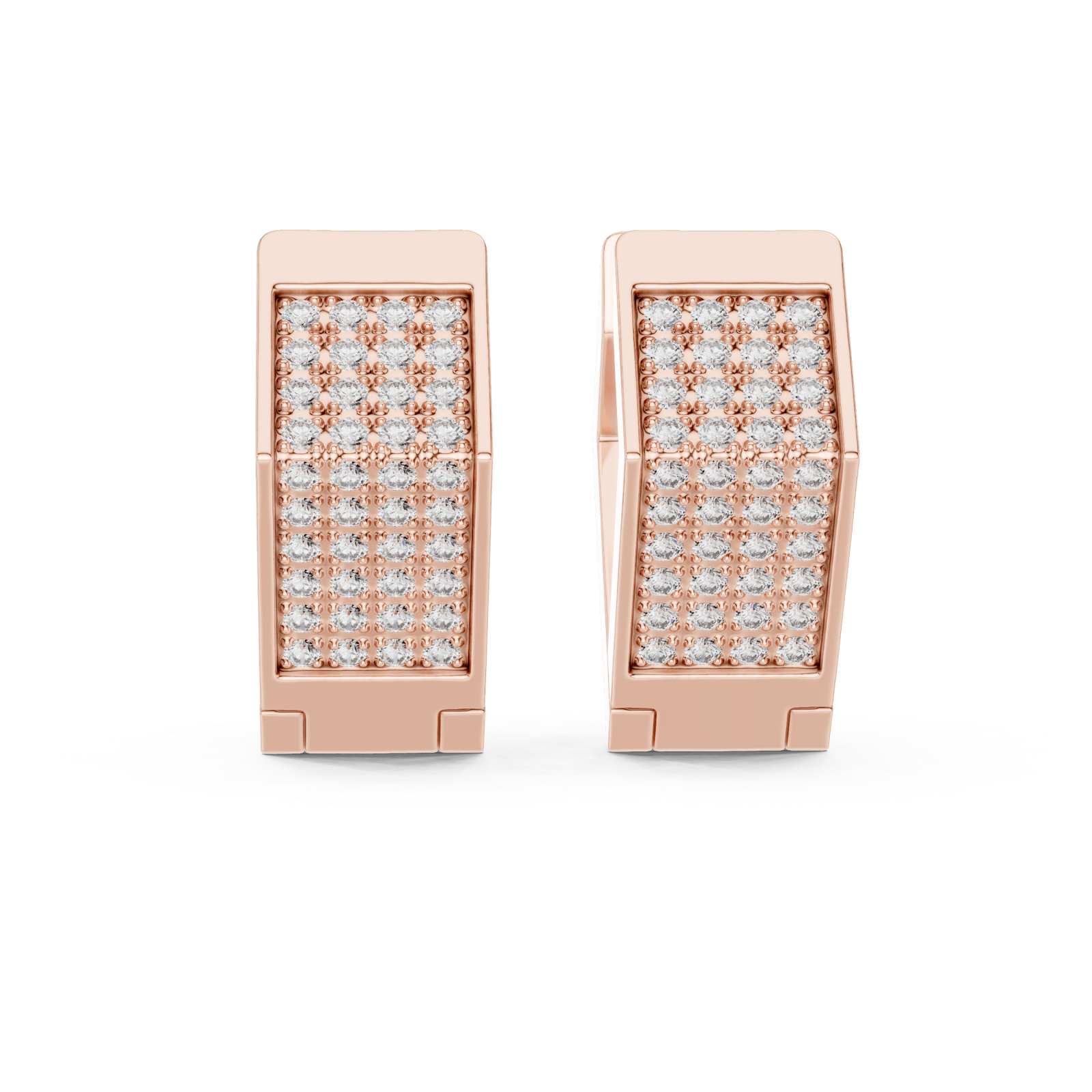  Rose Gold Radiant Cascade Modern Earrings Front View
