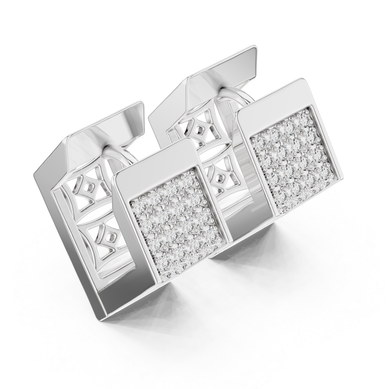  White Gold Radiant Cascade Modern Earrings Right View