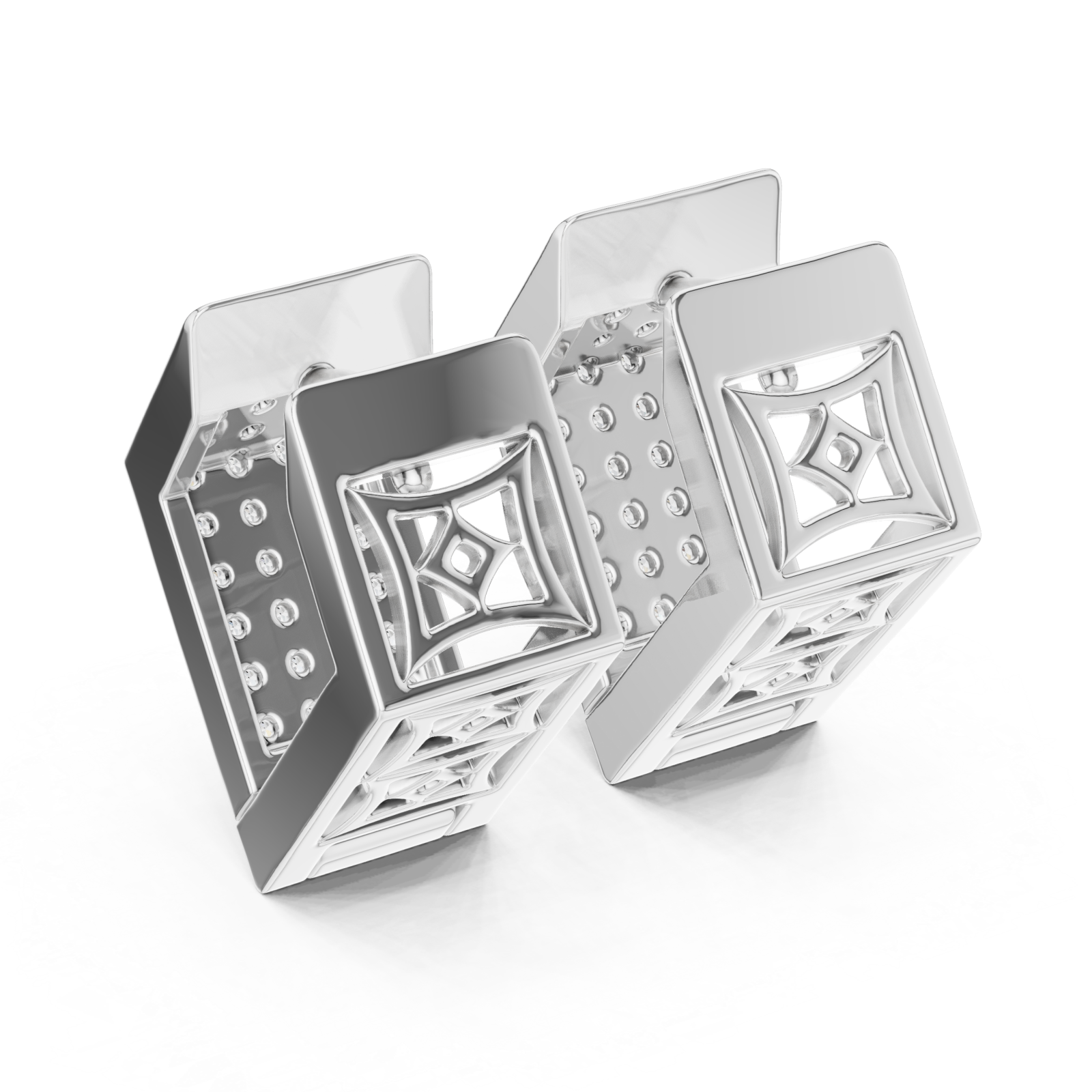  White Gold Radiant Cascade Modern Earrings Side View