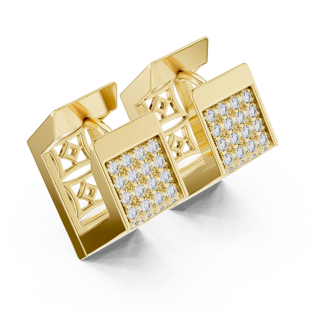 Gold Radiant Cascade Modern Earrings Right View