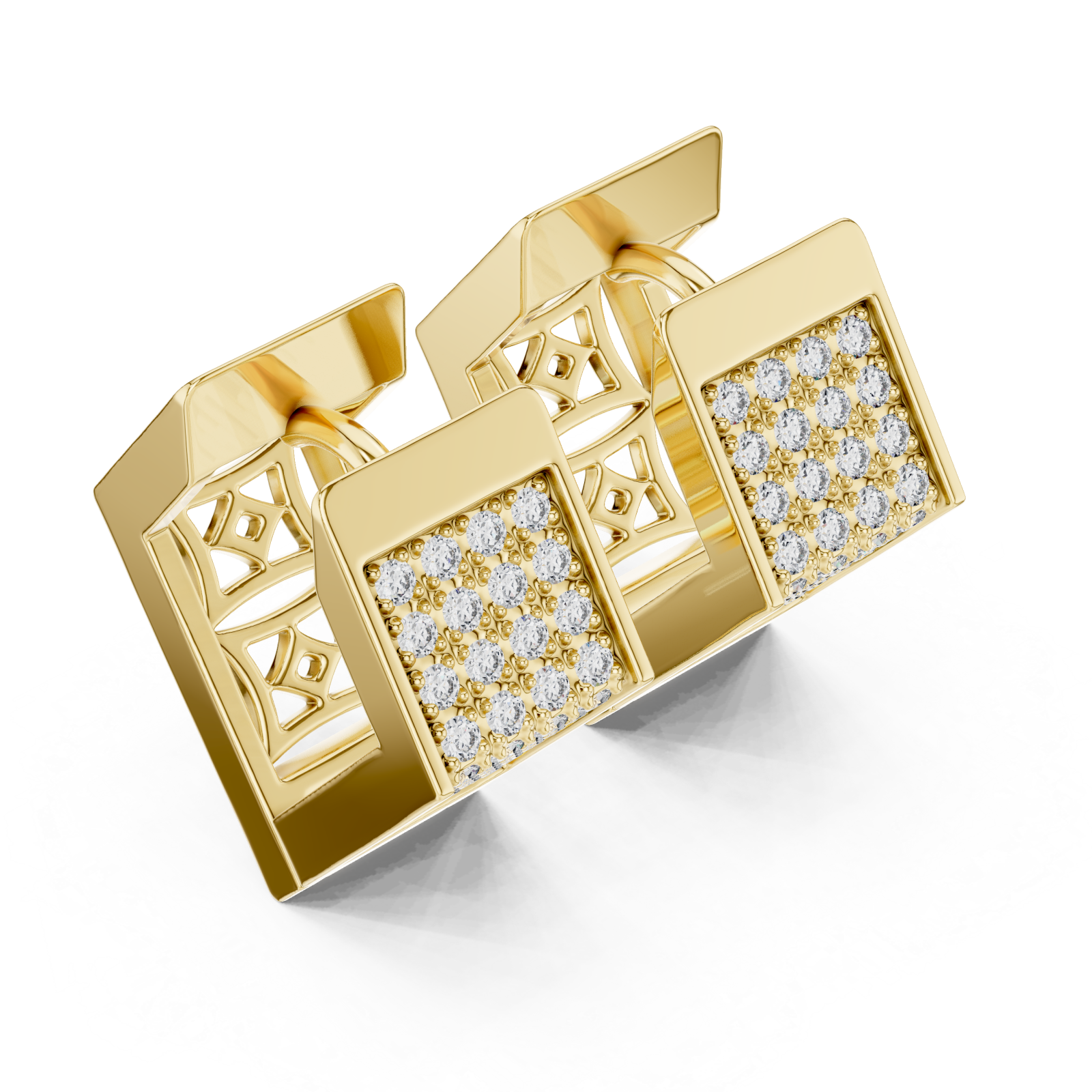 Gold Radiant Cascade Modern Earrings Right View