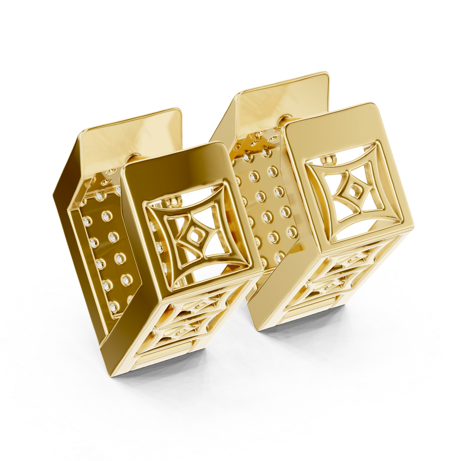  Gold Radiant Cascade Modern Earrings Side View